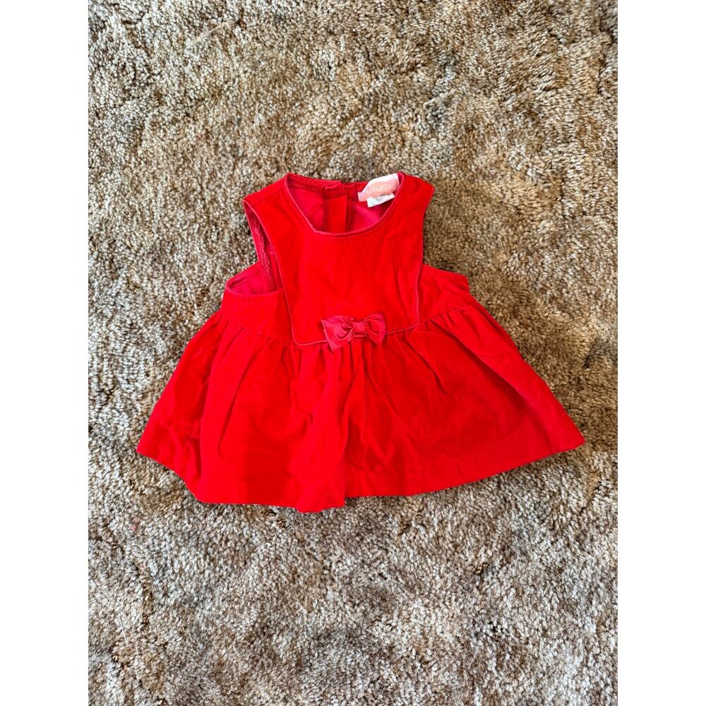 Vintage La Princess Baby Girl Red Velvet Holiday Dress 6/9 Months Christmas Bow
